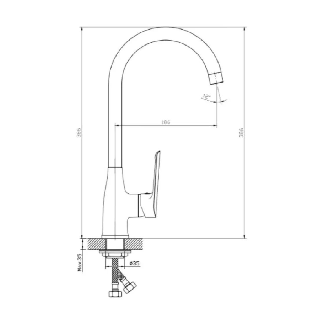 Смеситель для кухни, хром ESKO Lagos LG 519