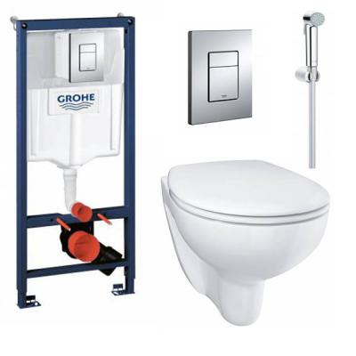 Комплект 5в1: Инсталляция 38772001, унитаз с сиденьем Bau Ceramic, гиг. душ Grohe SET22122005