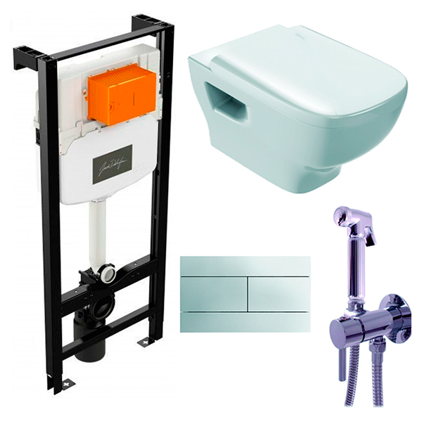 K20110902 Комплект Инсталляция Jacob Delafon с подвесным унитазом и крышкой Struktura, панель смыва 