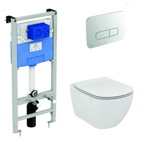 Комплект 4в1: Инсталляция, панель смыва, унитаз с крышкой-сиденьем Ideal Standard TESI K20082002