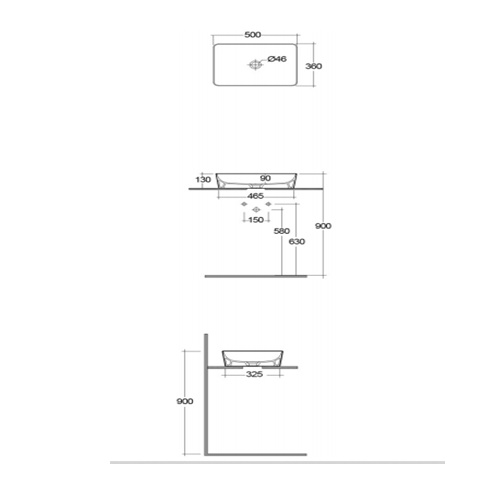 Раковина накладная 50, черная Rak Ceramics Feeling FEECT5000504A