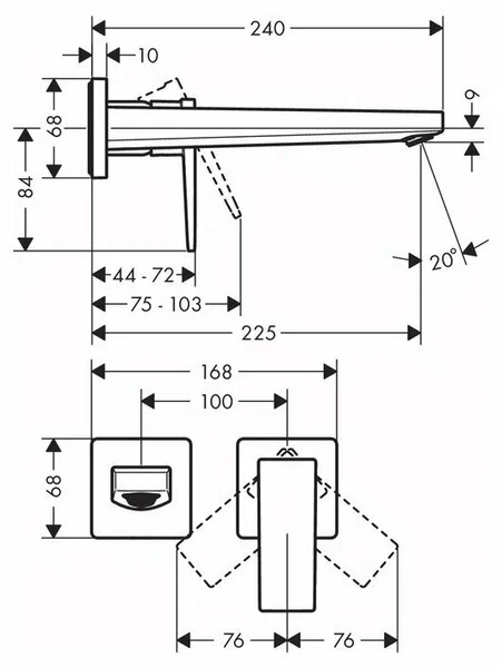 Смеситель для раковины, настенный, золото Hansgrohe Metropol 32526990