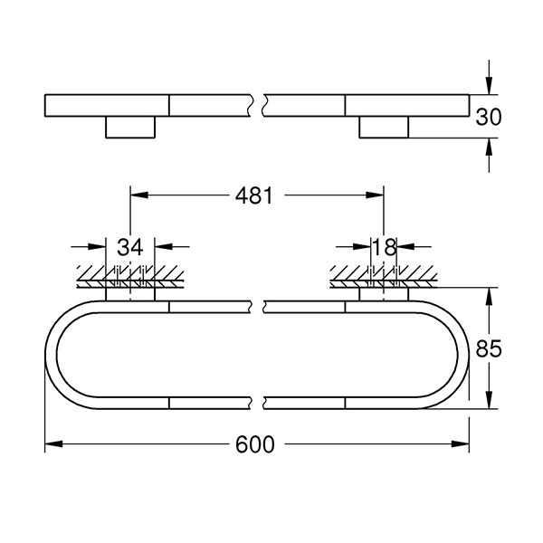 Держатель для полотенца, полочки 600, хром Grohe Selection 41056000